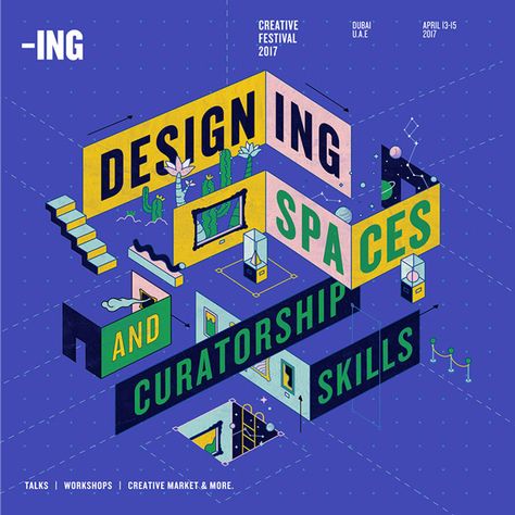 ING Creatives Festival on Behance Module Design, 타이포그래피 포스터 디자인, Isometric Art, Isometric Design, Isometric Illustration, Graphic Design Lessons, Typographic Design, Graphic Design Tutorials, Creative Industries