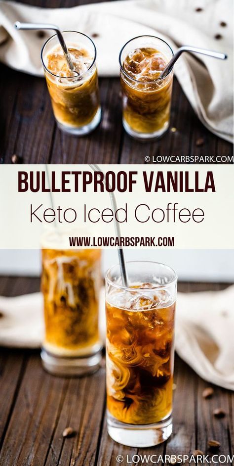 Keto Iced Coffee, Bulletproof Coffee Recipe, Keto Coffee Recipe, Coconut Oil Coffee, Keto Drink, Sugar Free Syrup, Bulletproof Coffee, Coffee Recipe, Ice Coffee Recipe