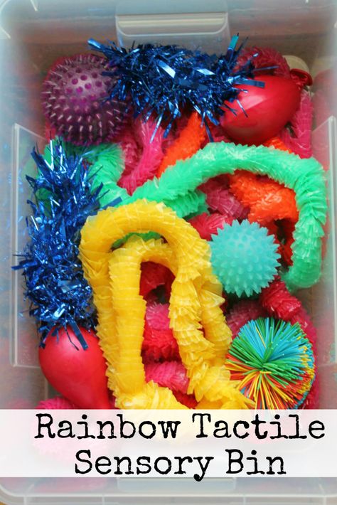 Rainbow Sensory Bin, Sensory Basket, Rainbow Sensory, Tactile Sensory, Sensory Tubs, Sensory Bag, Baby Sensory Play, Sensory Rooms, Toddler Sensory