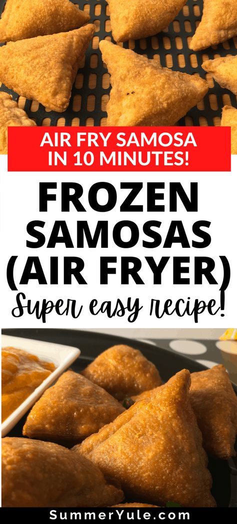 Can you air fry frozen samosas? Yes! You can air fry mini samosas, regular samosas, veggie samosas, chicken samosas, beef samosas, or any other type! Learn the cooking time and temperature for air fryer samosas, and say good bye to deep frying. You’ll love how easy and how much less messy air frying is compared to using the deep fryer. You might want to start making all of your favorite Indian snacks and appetizers this way! #vegan #plantbased #vegetarian #airfryer #samosas Frozen Samosa Air Fryer, Samosa Air Fryer, Air Fryer Samosa Recipe, Air Fryer Samosas, Beef Samosa Recipe, Samoas Recipe, Easy Samosa Recipes, East Indian Food, Samosa Recipe