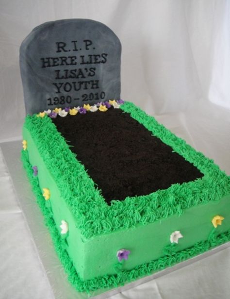 Tombstone Cake Ideas, Headstone Cake, Funny 50th Birthday Cakes, 30th Birthday Themes, 30th Bday Party, New Birthday Cake, Fondant Ideas, Funny Birthday Cakes, Gumpaste Flowers