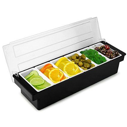 Plastic Condiment Dispenser 6 Compartment Black | Bar Condiment Holder, Cocktail Garnish Tray Cream Vans, Condiment Dispenser, Mobile Catering, Container Bar, Home Cocktail Bar, Bar Station, Ice Cream Van, Cocktail Garnish, Condiment Holder