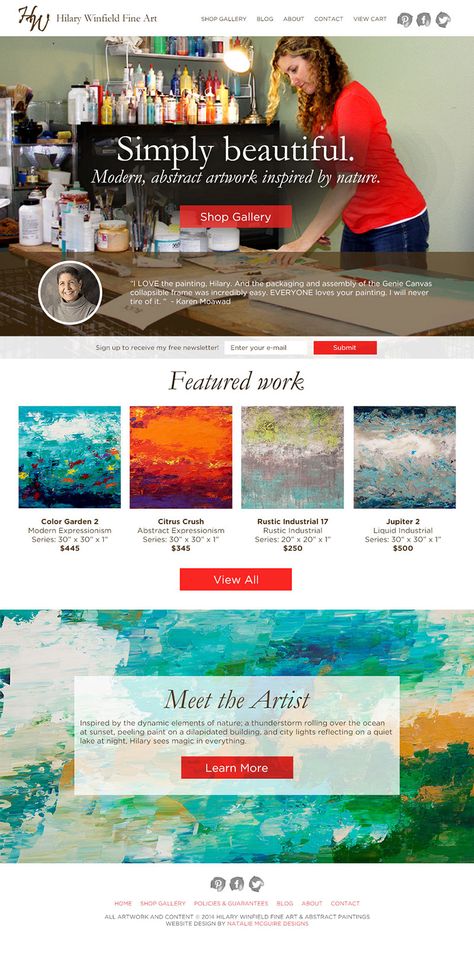 Fine Artist Website Design | Portland  | Natalie McGuire Designs Painter Website Design Inspiration, Gallery Website Layout, Painter Website Design, Weebly Website Design, Brand Touchpoints, Artist Website Design, Rebranding Ideas, Art Portfolio Website, Art Gallery Website