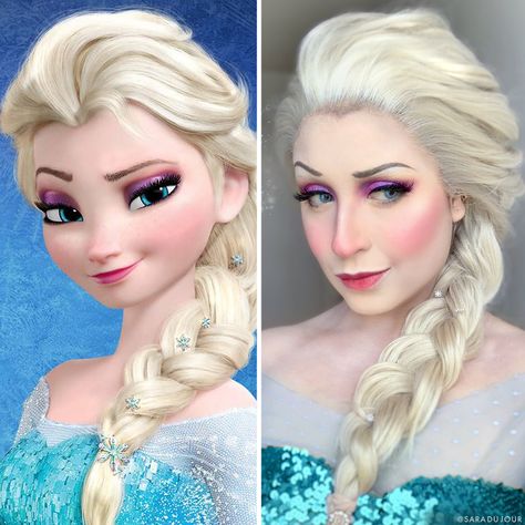 Elsa Cosplay + Makeup from Frozen • Sara du Jour Elsa Makeup Tutorial, Elsa Costume Women, Halloween Women Makeup, Elsa Makeup, Toddler Makeup, Elsa Halloween, Frozen Makeup, Elsa Cosplay, Halloween Costume Ideas For Women