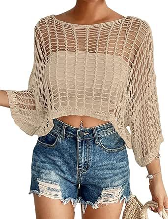 Bsubseach Women's Bathing Suit Cover Up for Beachwear Vacation Bikini Crochet Coverup Top Crochet Bathing Suit Cover, Dress Beach Outfit, Crochet Bathing Suits, Knit Swimwear, Suit Covers, Crochet Swimwear, Crochet Cover Up, Bathing Suit Cover Up, Fashion Capsule Wardrobe