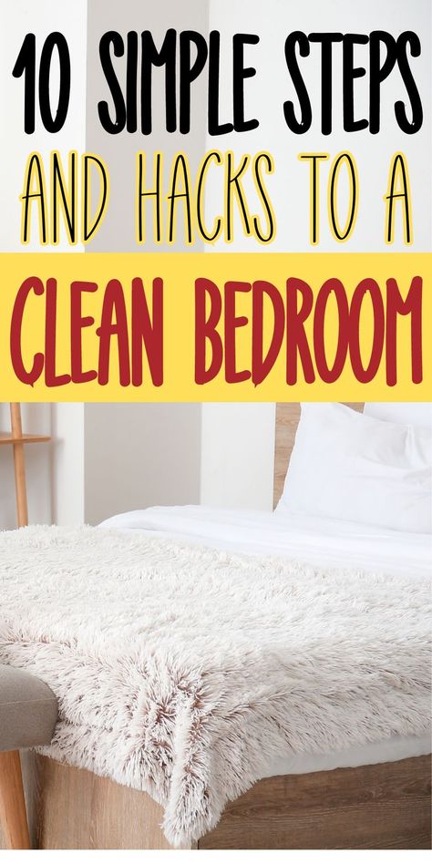 The best bedroom cleaning tips. Easy tips to clean the bedroom. How to get your bedroom clean. Bedroom Cleaning Tips, How To Clean Bedroom, How To Clean Room, A Clean Bedroom, How To Keep Your Room Clean, Deep Clean Bedroom, Bedroom Cleaning Checklist, Cleaning Hacks Bedroom, Bedroom Cleaning