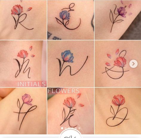 #tattoo, #tattoos, #inked, #tattooart, #tattooedwomen, #tattooedguys, #tattooinspiration, #tattooideas, #tattooworldwide, #tattoosociety, #InkLaughs, and #TattooFails​ Small Letter Tattoo, Flower Tats, Hand Tattoo Images, Tulip Tattoo, Alphabet Tattoo Designs, Clever Tattoos, Small Pretty Tattoos, Flower Tattoo Shoulder, Initial Tattoo