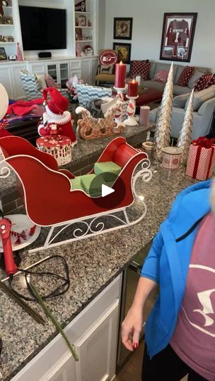 Afraid of making centerpieces?  Watch a Peppermint Sleigh come to life!! | mobile app, website, sled | Come join me while I make a peppermint sleigh❤️🤍 Most items are available on my website and App | By DecoratorCrafts | Facebook Decorating A Sleigh For Christmas, Diy Christmas Sleigh Decor, Large Sleigh Decorating Ideas, Diy Sleigh Decoration, Sleigh Decorating Ideas Christmas, Santa Sleigh Decoration, Christmas Sled Decoration, Mobile App Website, Making Centerpieces