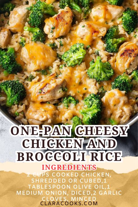 One-Pan Cheesy Chicken and Broccoli Rice Chicken Broccoli Rice Stovetop, One Pan Chicken Rice Broccoli, Simple Chicken And Broccoli Recipes, Chicken Rice Healthy Recipes, Cheesy Chicken And Broccoli Rice, Chicken And Rice With Minute Rice, Chicken And Rice Dinner Ideas, Rice And Broccoli Recipes, Gluten Free Chicken And Rice