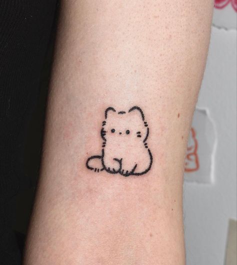 Girly Pokemon Tattoo, Fake Tattoo Ideas, Silly Little Tattoos, Handpoke Tattoo Ideas, Adorable Tattoos, Kitten Tattoo, Character Tattoos, Cat Tattoo Simple, Cute Cat Tattoo