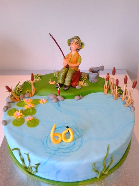 Geburtstag-Erwachsene » Angler Torte angeln fischen Fondant Man, Fishing Birthday Party Boys, Fisherman Cake, Fish Cake Birthday, Layer Cake Filling, Hunting Cake, Fishing Birthday Party, Happy Birthday Signs, Birthday Cakes For Men