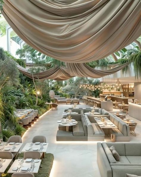 Vojtek Morsztyn | Botanical Bistro . . Green 🌿 restaurant oasis where lush greenery intertwines with culinary excellence, creating a unique dining exper... | Instagram Earthy Restaurant Design, Bohemian Restaurant Interior Design, Green House Restaurant, Coffee Restaurant Design, Restoration Hardware Restaurant, Botanical Restaurant, Unique Restaurant Interior, Ghana Beach, Desert Restaurant