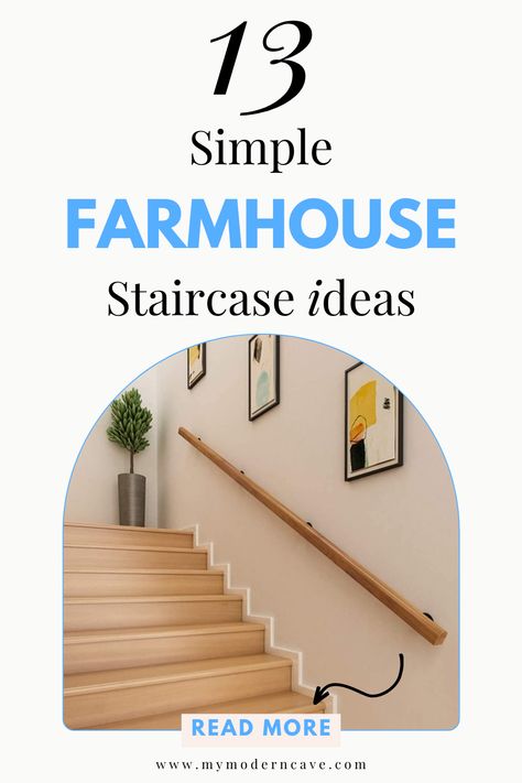 Are you looking to give your home a charming and rustic touch? Look no further than these 13 farmhouse staircase ideas! From reclaimed wood treads to wrought iron balusters, these staircases are the perfect addition to any farmhouse-style home. Whether you're renovating or just in need of some inspiration, check out these stunning designs for a cozy and inviting atmosphere.

Don't miss out on the chance to elevate your space - save this post for later Closed Staircase Ideas Farmhouse, Brick Stairs Interior, Closed Staircase Ideas, Closed Staircase, Farmhouse Staircase, Ranch House Exterior, Stairs Design Interior, Staircase Ideas, Staircase Makeover