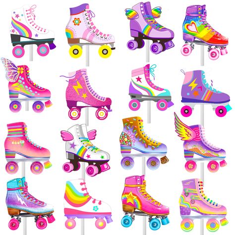 PRICES MAY VARY. 【36pcs roller skate cupcake toppers】You will receive 36 roller skate cupcake toppers, among which there are 18 patterns and styles of roller skates in different poses, there are 2 in each style, which are lovely in shape and diverse in style. 【Roller skate birthday party decorations】These retro roller skating party decorations are pre-assembled, you can decorate the roller skating cupcake topper directly on any dessert and food you want to decorate, can save you time to decorate Roller Skate Birthday Cookies, Roller Skating Bday Party, Roller Skate Party Cake, Skate Theme Birthday Party, Roller Skating Birthday Party Ideas, Roller Disco Party, Roller Skate Party, Roller Skating Birthday Invitations, Roller Skate Birthday Party