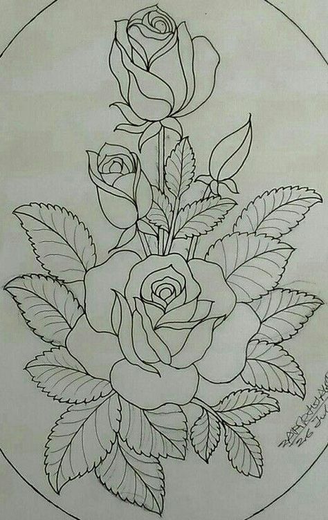 Friends Tattoo, Flower Pattern Drawing, Saree Painting, Fabric Painting Techniques, Flower Drawing Design, Flower Art Drawing, Roses Drawing, Pola Sulam, 자수 디자인