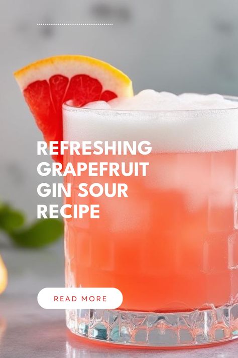 A visually tempting pin featuring a glass of Grapefruit Gin Sour Cocktail, capturing the vibrant citrus mix with Aperol for a refreshing taste. Explore easy cocktail recipes and rock your next gathering with this unique twist! Gin Lemon Cocktail, Gin Sour Recipe, Sour Cocktails, Gimlet Cocktail, Clover Club Cocktail, Bramble Cocktail, Ginger Cocktails, French 75 Cocktail, Gin Sour