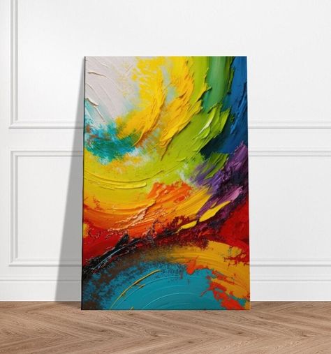 ✨Highlight your home with our 'Colorful Brushstroke' Abstract Canvas Print, an essential piece of Modern Home Decor. This Large Wall Art piece boasts a stunning, vibrant design, perfectly mimicking the texture of a real Texture Painting. Immerse your living space in the radiance of Bright Colors, brought to life through meticulous digital acrylic printing. ✨This Original Painting captures an irresistible charm, weaving together Contemporary Art and a medley of stunning hues. The result is a comp Large Colourful Abstract Painting, Contemporary Acrylic Painting, Abstract Space Art, Vibrant Office, Rainbow Abstract Painting, Bright Abstract Art, Wall Art Textured, Decor Large Wall, Modern Art Paintings Abstract