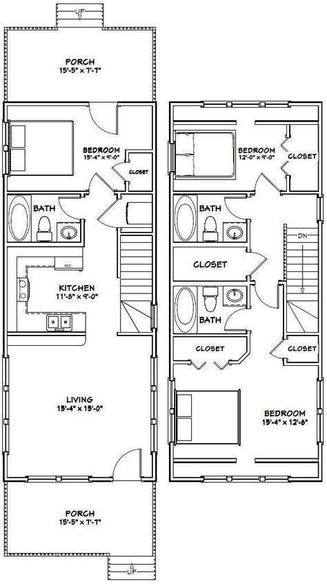 16X40 HOUSE -- 1,193 sq ft -- PDF Floor Plan -- Model 1 - $29.99 | PicClick Duplex Elevation, Townhouse Plans, Shed House Plans, Narrow Lot House, A Frame Cabins, Narrow Lot House Plans, Small House Floor Plans, Apartment Floor Plans, Interior Vintage