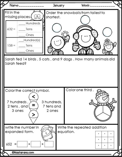 2nd Grade Winter Math Daily Review Worksheets And a Freebie – Nastaran's Resources Math Practice Worksheets 2nd Grades, 2nd Grade Math Facts Practice, Math Goals For Second Grade, 2nd Grade Math Assessment, Daily Math Review 2nd Grade, Winter January, Daily Review, Repeated Addition, Creative Math