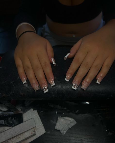 Simple short and white - - - - - - - - - - - - #nailtech #nails #explore #explorepage #brocktonnailtech Junk Nails, Black Nails, Nail Tech, Acrylic Nails, Nails, White, Quick Saves