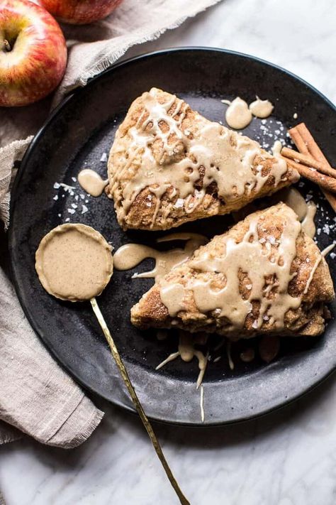 Brown Butter Maple Glazed Cinnamon Apple Scones. Cinnamon Apple Scones, Apple Scones, Half Baked Harvest Recipes, Apple Treat, Breakfast And Brunch, Harvest Recipes, Half Baked, Fruity Desserts, Cinnamon Apple