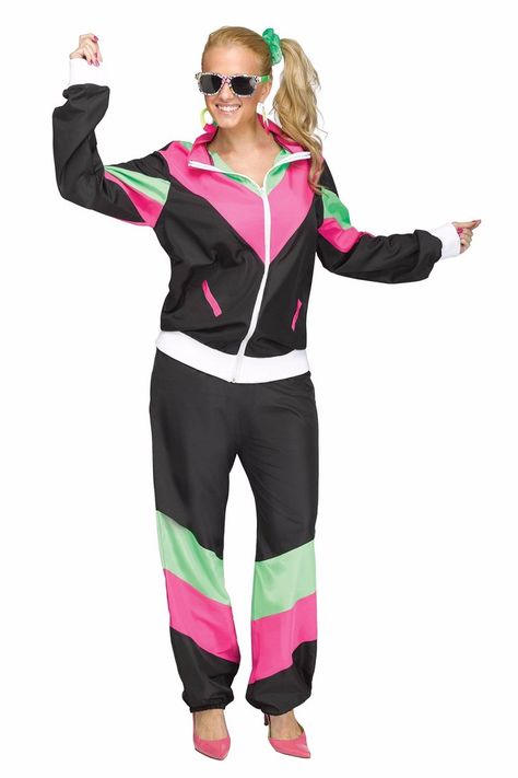 11 Nostalgic Halloween Costumes For the Girl Who's Stuck in the '80s — All From Amazon 80s Track Suit, Decades Costumes, Track Suits Women, 80s Workout, Plus Size Costume, Black Tracksuit, 80s Costume, Suit Costume, Plus Size Costumes