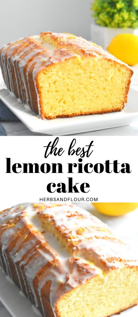 Lemon Ricotta Bundt Cake Recipe, Lemon Ricotta Pound Cake Giada, Lemon Ricotta Loaf Cake, Lemon Ricotta Bread Recipe, Easy Ricotta Cake, Ricotta Coffee Cake Recipes, Lemon Ricotta Loaf, Tangerine Ricotta Cake, Lemon Ricotta Bread