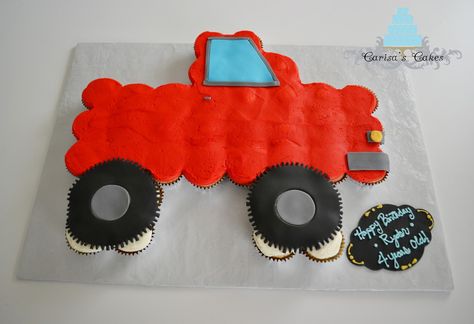 Image only, truck cupcake cake Truck Cupcake Cake, Truck Cupcakes, Pull Apart Cupcake Cake, Pull Apart Cake, Cake Pulls, Truck Cakes, Pull Apart Cupcakes, White Cupcakes, Truck Birthday