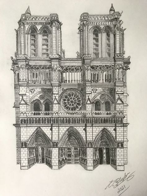 Noter Dame Cathedral Paris France, Palace Facade, Noter Dame, Architectural Sketching, Fruit Art Drawings, Architecture Drawing Sketchbooks, Cheap Wall Art, Architecture Drawing Art, Pencil Art Drawings