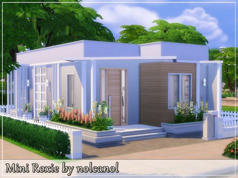 The Sims Resource - Mini Roxie / No CC Moden House, Sims 4 Lots, Cute Small Houses, One Storey House, Sims 4 House Plans, Modern Small House Design, Small Modern Home, Casas The Sims 4, Bohemian Summer