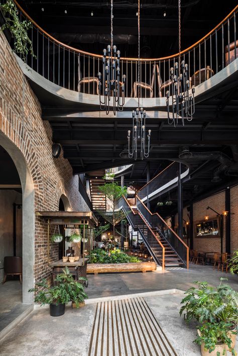 Gallery of No.1986 Coffee & Restaurant / Le House - 3 Art Gallery Cafe Coffee Shop, Vietnam Coffee, Coffee Restaurant, Lake House Interior, House Image, Restaurant Exterior, Coffee Restaurants, Loft Interior, Industrial Coffee