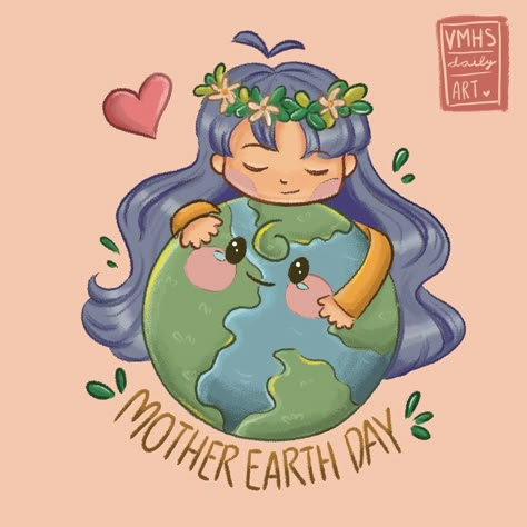 Earth mother day illustration cartoon design art hirl hughing the earth love tefiti chibi cute kawaii style Cute Earth Day Drawings, Cute Earth Drawings, Go Green Drawing, Earth Day Illustration, Earth Character, Save Earth Posters, Earth Day Poster, Save Earth Drawing, Earth Drawing