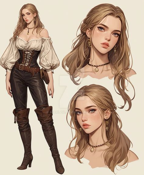 Female Pirate Oc, Pirate Woman Art, Female Pirate Character Design, Character Art Ideas, Character Design Teen, Steampunk Character, Female Character Concept, Pirate Woman, Dress Design Sketches