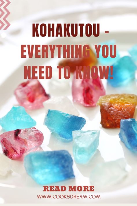 Japanese Kohakutou Candy, Vietnamese Crystal Candy, Jello Crystals, Silky Gem Candy Recipe, Crystal Jelly Candy, Crystal Candies Recipe, Crystal Treats, Japanese Confectionery, Jelly Crystals Recipes