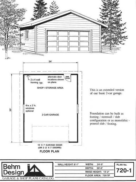 H576-1 Lakeside Cottage 24 x 30 - Behm Garage Plans 24x30 Garage, Car Garage Plans, Garage Shop Plans, Contemporary Garage, 2 Car Garage Plans, House Plans Ideas, Loft Plan, Garage Loft, Little House Plans