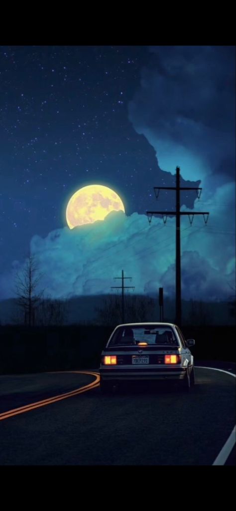 Road Aesthetic, Night Drive, Pop Art Design, Aesthetic Tattoo, Car Illustration, Night Vibes, Fun Illustration, Night Driving, Night Aesthetic