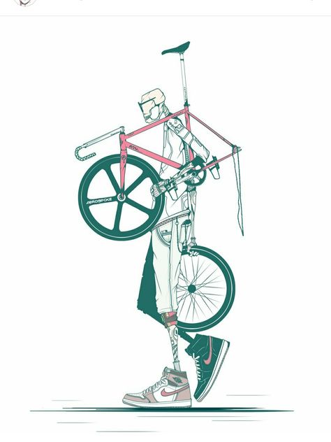 Bike Illustration, Fixie Bike, Bicycle Art, Fixed Gear, Bike Art, Roller Skates, Bad Day, Bmx, Cycling