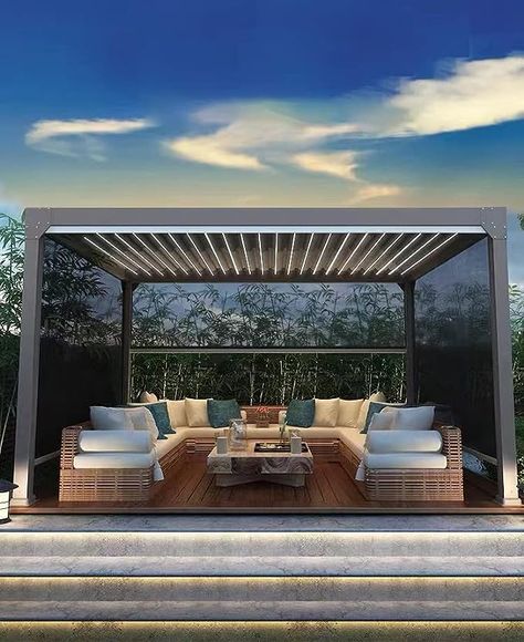 Solar Pergola, Lanai Patio, Aluminum Awnings, Aluminum Gazebo, Modern Shed, Shed Home, Retractable Pergola, Outdoor Awnings, Backyard Pavilion