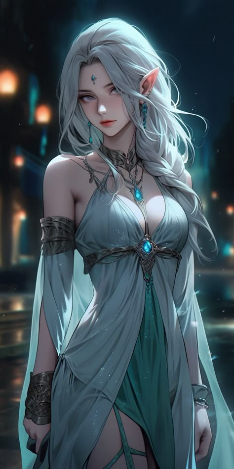 Elves Female Beautiful, Elven Woman, Snow Elf, Dnd Elves, Elven Princess, Battle Through The Heavens, Anime Elf, Female Elf, Elf Art