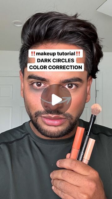 Dark Under Eye Color Corrector, Undereye Color Corrector Eye Circles, Best Corrector For Dark Circles, How To Use Corrector Makeup, Corrective Makeup Looks, Dark Circles Concealer Tutorial, Color Correction For Dark Circles, Orange Color Corrector Under Eyes, Dark Circle Color Corrector