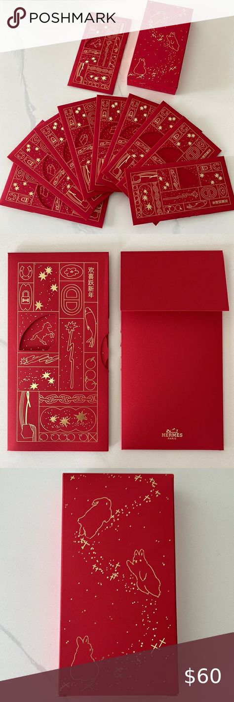 Hermes 2023 Red Envelopes Lunar New Year - Year of the Rabbit 🐰 Lunar New Year 2024, Hermes 2023, Cny 2024, Chinese New Year Gifts, Lucky Money, Envelope Box, Happy Lunar New Year, Red Pocket, Red Packet