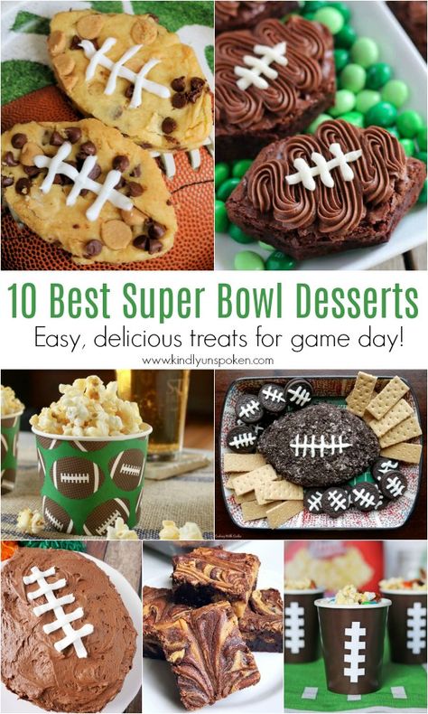 10 Best Super Bowl Desserts | Need food recipe ideas that everyone will love to eat at your next Super Bowl party? Check out my roundup of the 65 Best Super Bowl Party Food Recipes including easy and delicious appetizers, wings, dips, snacks, desserts, and more! #superbowl #partyfood #superbowlfood Super Bowl Desserts Easy, Football Desserts Easy, Super Bowl Party Food Recipes, Super Bowl Desserts, Bowl Desserts, Football Desserts, Super Bowl Food Easy, Best Superbowl Food, Super Bowl Party Food