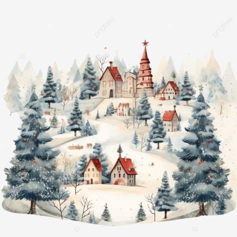 merry christmas vintage greeting card village and forest christmas forest winter village snow hous Switzerland Christmas, Christmas Illustration Design, House Png, Forest Christmas, Snow House, 1950s Christmas, Christmas Forest, Winter Village, Merry Christmas Vintage