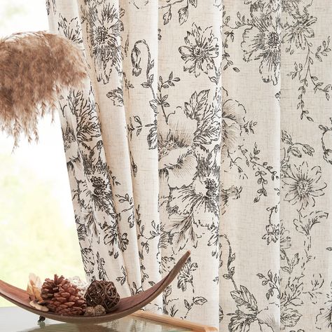 Patterned Drapes, Drapes Bedroom, Curtains Floral, Farmhouse Style Lighting, Window Curtains Bedroom, Pattern Draping, Bedroom Drapes, Flower Curtain, Curtain Room