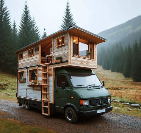 Camper Truck, Caravan Paint, Truck House, Cool Rvs, Tiny House Cottage, Tiny House Camper, Luxury Motorhomes, Bus Living, Bus House