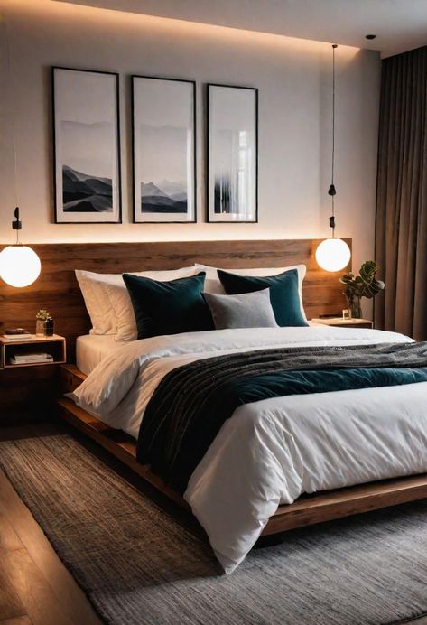 39 Modern Bedroom Designs: Where Comfort Meets Sleek Style Bilik Tidur Lelaki, Idea Bilik Tidur, Reka Bentuk Bilik Tidur, Design Ložnic, Hiasan Bilik Tidur, Interior Design Per La Casa, Minimalist Bedroom Design, Apartment Bedroom Decor, Creative Bedroom