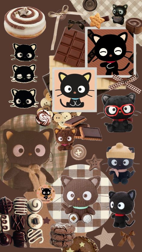 Chococat! #chococat #sanrio #chocolate #brown #brownaesthetic #cute #wallpaper #cozy #sanriowallpaper Brown Sanrio Wallpaper, Chocolate Aesthetic Wallpaper, Choco Cat Wallpaper, Choco Cat Aesthetic, Wallpaper Backgrounds Brown, Wallpaper Chocolate, Cozy Wallpapers, Shuffle Wallpaper, Choco Cat