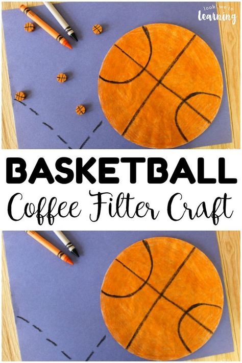 This super easy coffee filter basketball craft is a perfect art project for your little sports fan! Goes great with March Madness too! #lookwelearn #crafts #craftsforkids #basketball Summer Sports Crafts, Basketball Craft, Sport Themed Crafts, Basketball Crafts, Sport Art Projects, Sports Activities For Kids, March Crafts, Coffee Filter Crafts, Sport Craft