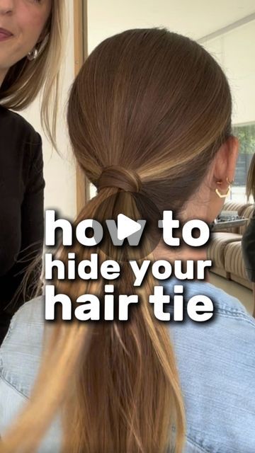 laura mac on Instagram: "how to easily hide your hair tie 🐎 model @ashleyrevivo 🫶🏼  #pony #ponytail #hairtutorial #howto #hairhowto #hairlessons #hairtie #salon #hairstylist #miami #hair #tutorial" How To Tie Hair Around Ponytail, Hidden Hair Tie Ponytail, Hair Wrap Around Ponytail Tutorial, How To Tease Hair For Ponytail, Ponytail Wrapped With Hair How To, How To Hide Your Hair Tie, Tied Hair Hairstyles, Hide Hair Tie With Hair, How To Wrap A Towel Around Your Hair