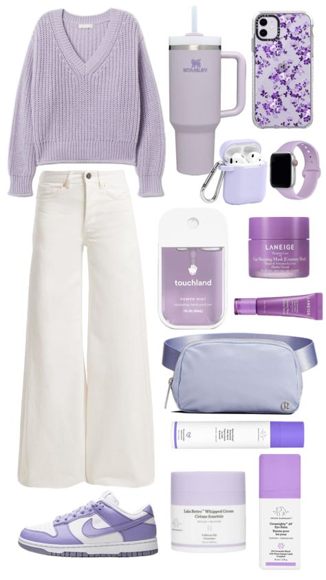 Purple outfit inspo for you!! 💜💜💜 Color Themed Outfits, Cute Purple Outfits, Dark Purple Outfit, Purple Hijab, Korean Outfits Kpop, Purple Outfit, School Bag Essentials, Outfits For School, Trendy Outfits For Teens